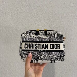 Dior Paris Black & White Toile Cosmetic Pouch/Cross-body (GWP)